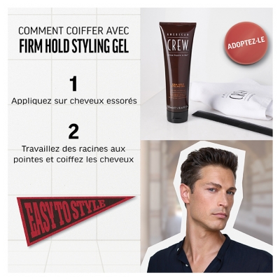 American Crew Firm Hold Gel de Coiffage Fixation Forte 250 ml