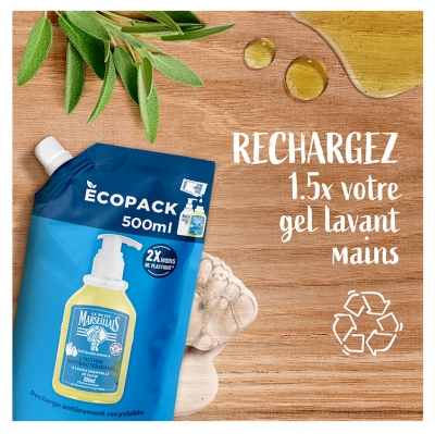 Le Petit Marseillais Gel Lavant Mains L'Action Antibactérienne Éco-Recharge 500 ml