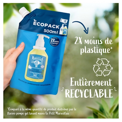 Le Petit Marseillais Gel Lavant Mains L'Action Antibactérienne Éco-Recharge 500 ml