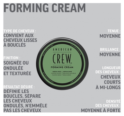 American Crew Forming Cream Crème de Coiffage Fixation Souple 85 g