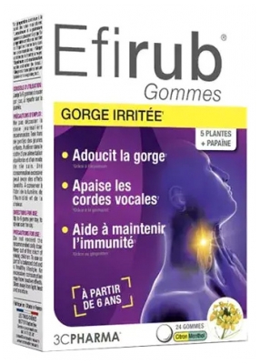 3C Pharma Efirub Gorge Irritée 24 Gommes