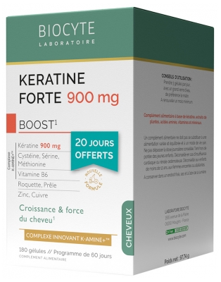 Biocyte Keratine Forte 900 mg Boost 180 Gélules