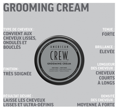 American Crew Grooming Cream Crème de Coiffage Fixation Forte 85 g