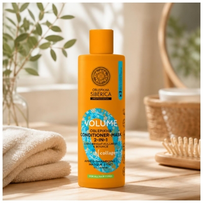 Natura Siberica Oblepikha Volume Après-Shampoing et Masque Collagène 2en1 400 ml