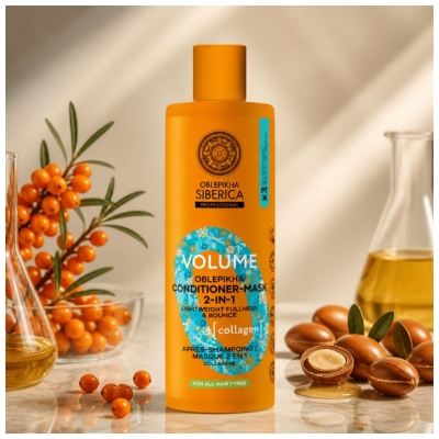 Natura Siberica Oblepikha Volume Après-Shampoing et Masque Collagène 2en1 400 ml