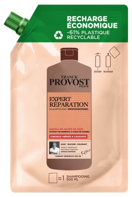 Franck Provost Expert Réparation Shampoing Cheveux Abîmés & Cassants Éco-Recharge 500 ml