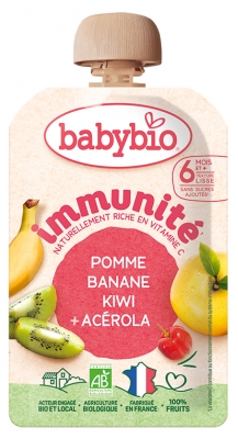 Babybio Inmunidad Plátano Manzana Kiwi Acerola 6 Meses y + Ecológico 100 g