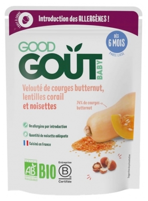 Good Goût Velouté de Courges Butternut, Lentilles Corail et Noisettes Dès 6 Mois 190 g