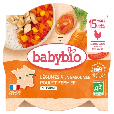 Babybio Légumes à la Basquaise Poulet Fermier 15 Mois et + 260 g