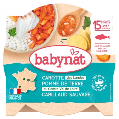 Babybio Babynat Carotte Pomme de Terre Cabillaud Sauvage 15 Mois et + 260 g