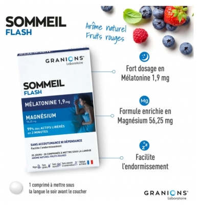 Granions Pro Somnis Sommeil Flash Mélatonine 1900 20 Comprimés Sublinguaux