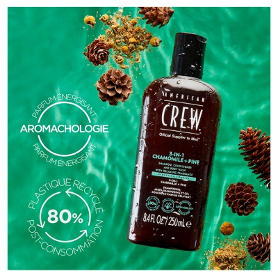 American Crew 3en1 Camomille + Pin Hydratant Relaxant 250 ml