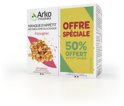 Arkopharma Arkogélules Fenugrec Lot de 2 x 40 Gélules Offre Spéciale
