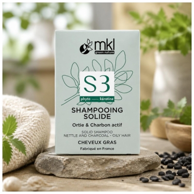 MKL Green Nature Shampoing Solide Ortie Charbon Cheveux Gras 65 g