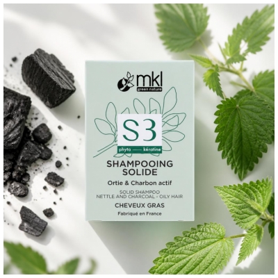 MKL Green Nature Shampoing Solide Ortie Charbon Cheveux Gras 65 g