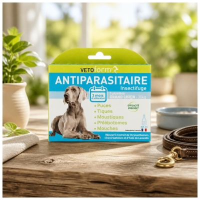 Vetoform Antiparasitaire Insectifuge Grand Chien 3 Pipettes