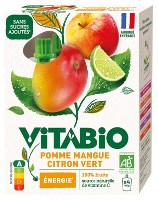 Vitabio Organic Apple Mango Lime 4 x 100 g Bottles