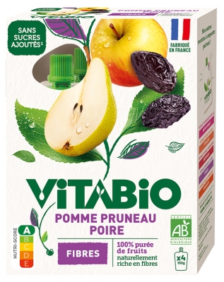 Vitabio Appel Pruim Peer Bio 4 knijpzakjes van 100 g