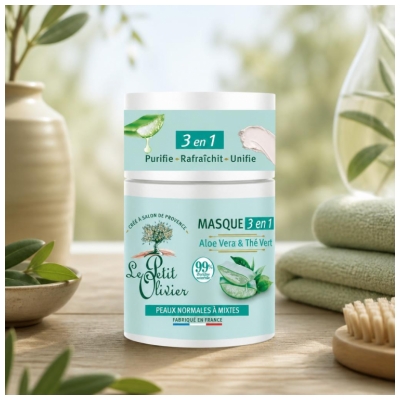Le Petit Olivier 3in1 Kaukė su Alaviju ir Žaliąja Arbata 50 g