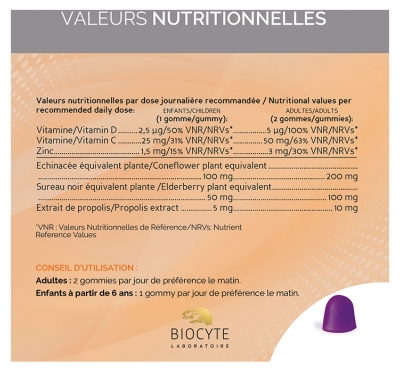 Biocyte Longevity Immunité 60 Gummies