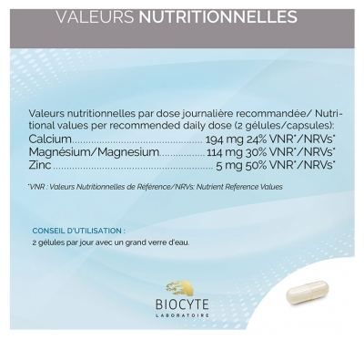Biocyte Longevity Cal/Mag/Zinc Liposomal 60 Gélules