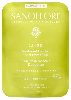 Sanoflore 24H Freschezza Agrumi Deodorante Biologico Ricarica 50 ml