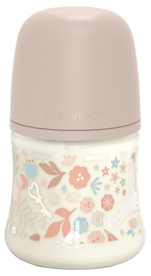 Suavinex Wonderland Babyflasche Symmetrischer Sauger Langsamer Nahrungsfluss 150 ml 0 Monate und Mehr - Farbe: Rosa