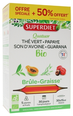 Superdiet Quatuor Brûle-Graisse Bio 20 Ampoules + 10 Ampoules Offertes