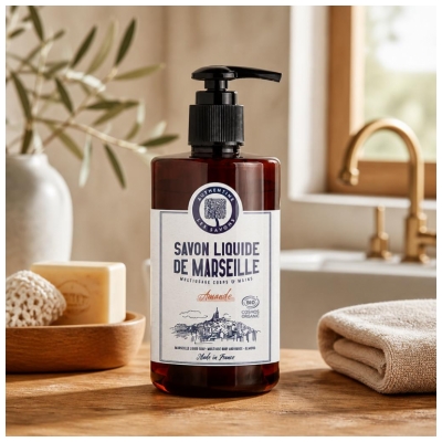 Authentine Marseille Nestesaippua Monikäyttöinen Vartalo ja Kädet Manteli Luomu 1 L