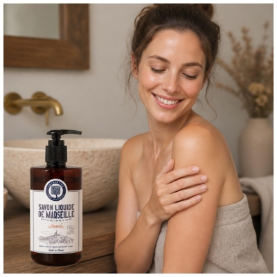 Authentine Savon Liquide de Marseille Multiuse Corps & Mains Amande Bio 1 Litre