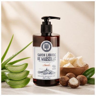 Authentine Savon Liquide de Marseille Multiuse Corps & Mains Amande Bio 1 Litre