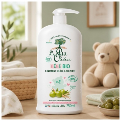 Le Petit Olivier Bébé Liniment Oléo-Calcaire à l'Huile d'Olive Bio 750 ml