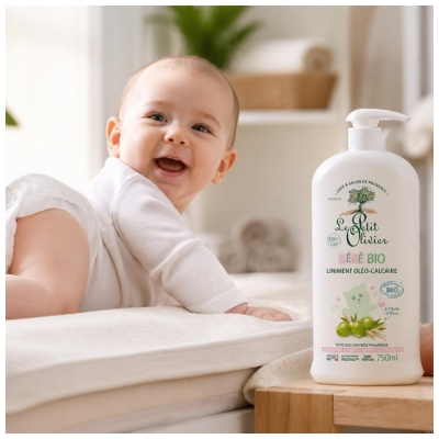Le Petit Olivier Bébé Liniment Oléo-Calcaire à l'Huile d'Olive Bio 750 ml