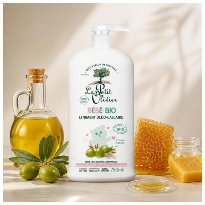 Le Petit Olivier Bébé Liniment Oléo-Calcaire à l'Huile d'Olive Bio 750 ml