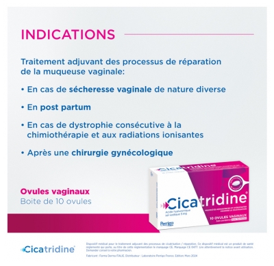Cicatridine 10 Ovules Vaginaux
