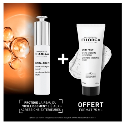 Filorga HYDRA-AOX [5] Sérum Antioxydant Intensif 30 ml + SKIN-PREP Crème Exfoliante Enzymatique 75 ml Offerte