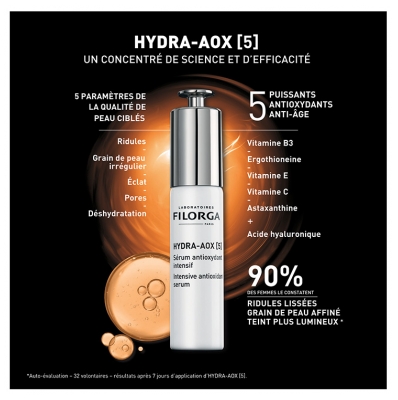 Filorga HYDRA-AOX [5] Sérum Antioxydant Intensif 30 ml + SKIN-PREP Crème Exfoliante Enzymatique 75 ml Offerte