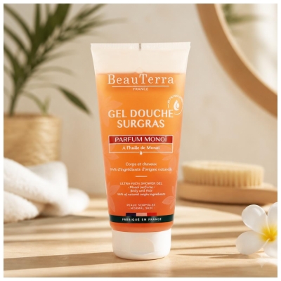 Gel de duș BeauTerra Monoï cu Sursă de Grăsime 200 ml