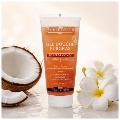 Gel de duș BeauTerra Monoï cu Sursă de Grăsime 200 ml
