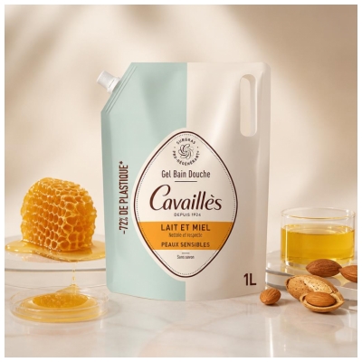 Cavaillès Sensitive Skin Shower Gel Milk and Honey Eco-Refill1 L