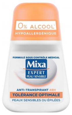 Mixa Eksperts Jutīgai Ādai Antiperspirants Optimāla Tolerancē Rullītis 48H 50 ml
