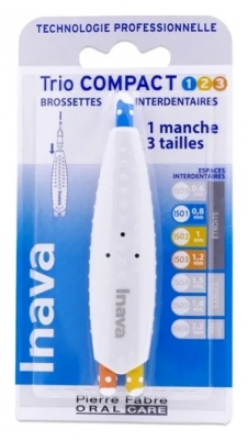 Inava Trio Compact 1 Manico 3 Spazzole Interdentali 3 Misure - Dimensione: ISO 1-2-3: 0,8-1-1,2 mm