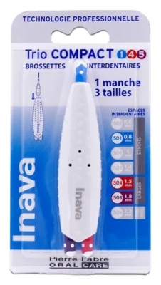 Inava Trio Compact 1 Manico 3 Spazzole Interdentali 3 Misure - Dimensione: ISO 1-4-5: 0,8-1,5-1,8 mm