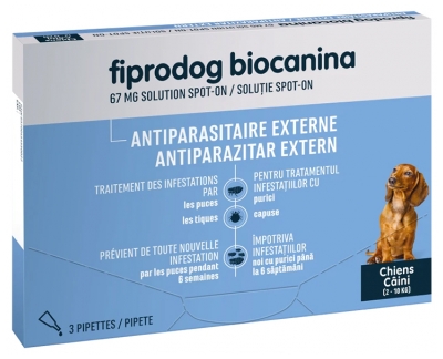 Biocanina Fiprodog 67 mg Spot-On Solution Small Dogs 3 Pipette da 0,67 ml