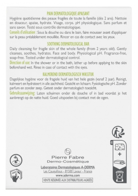 A-DERMA Raminamoji dermatologinė plytelė 100 g