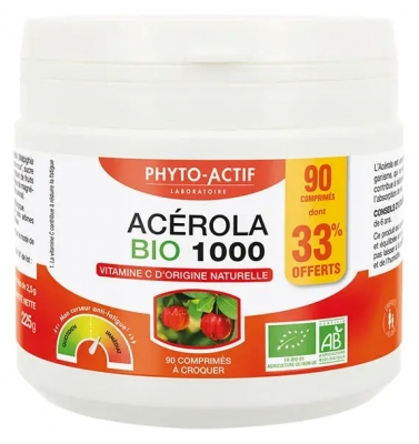 Phyto-Actif Acérola Bio 1000 60 Comprimés + 30 Comprimés Offerts