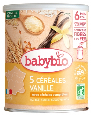 Babybio 5 Céréales Vanille 6 Mois et + Bio 220 g