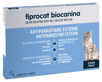 Biocanina Fiprocat 50 mg Solution Spot-On Chats 3 Pipettes