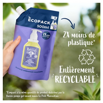 Le Petit Marseillais Gel Lavant Mains Pur Savon & Lavande Éco-Recharge 500 ml