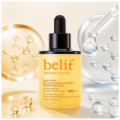 Belif Super Drops Vereinheitlichendes Serum 5% Niacinamid und Vitamin C 30 ml